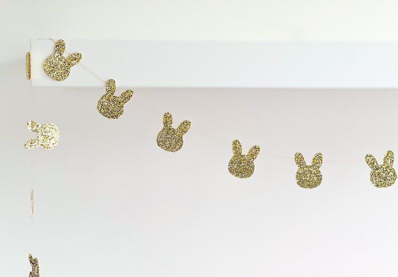 Mini Glitter Bunny Garland Gold or Silver Bunting, Banner, Easter, Decor - Etsy | Etsy (US)