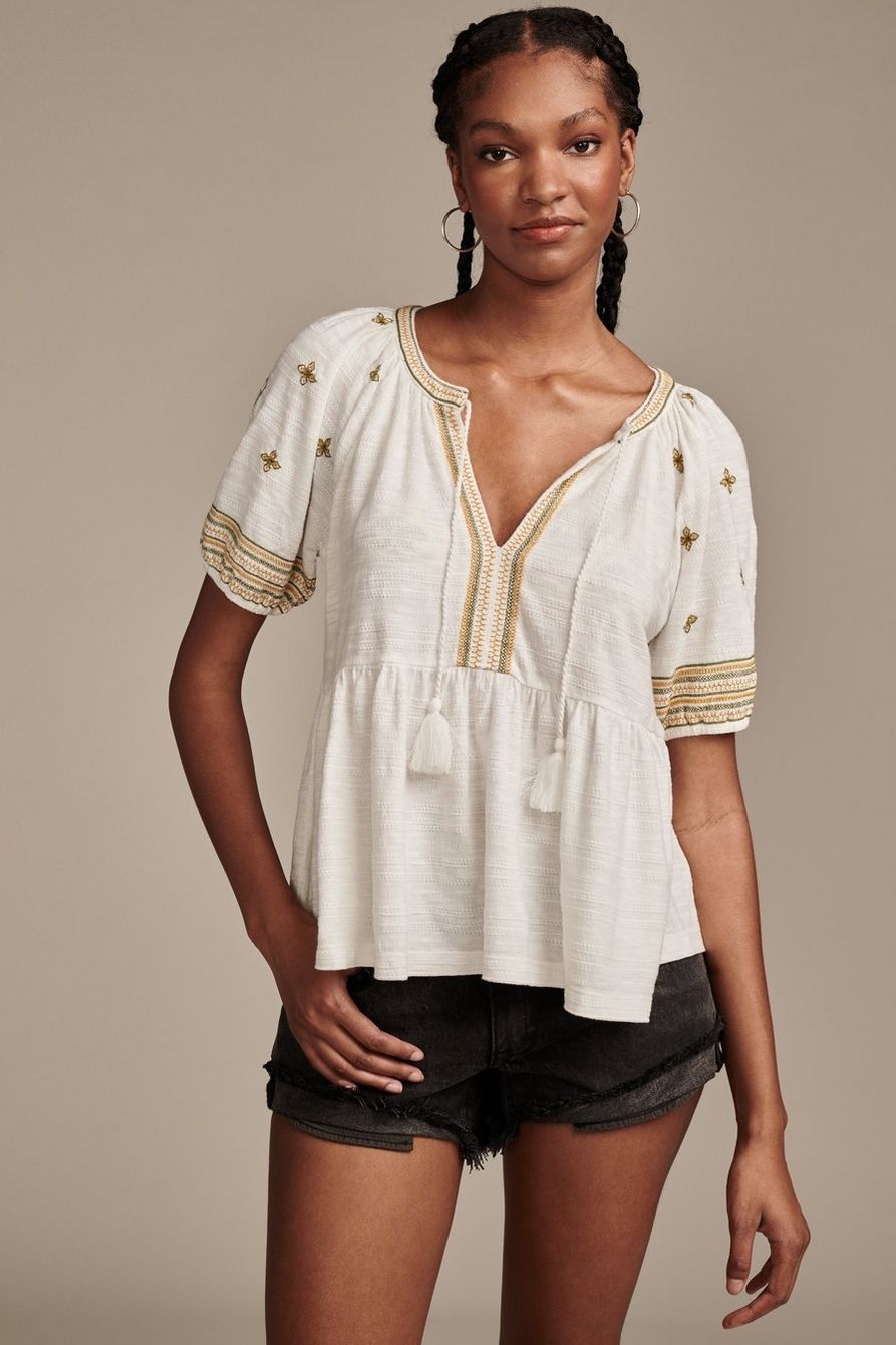 EASY EMBROIDERED BABYDOLL TOP | Lucky Brand
