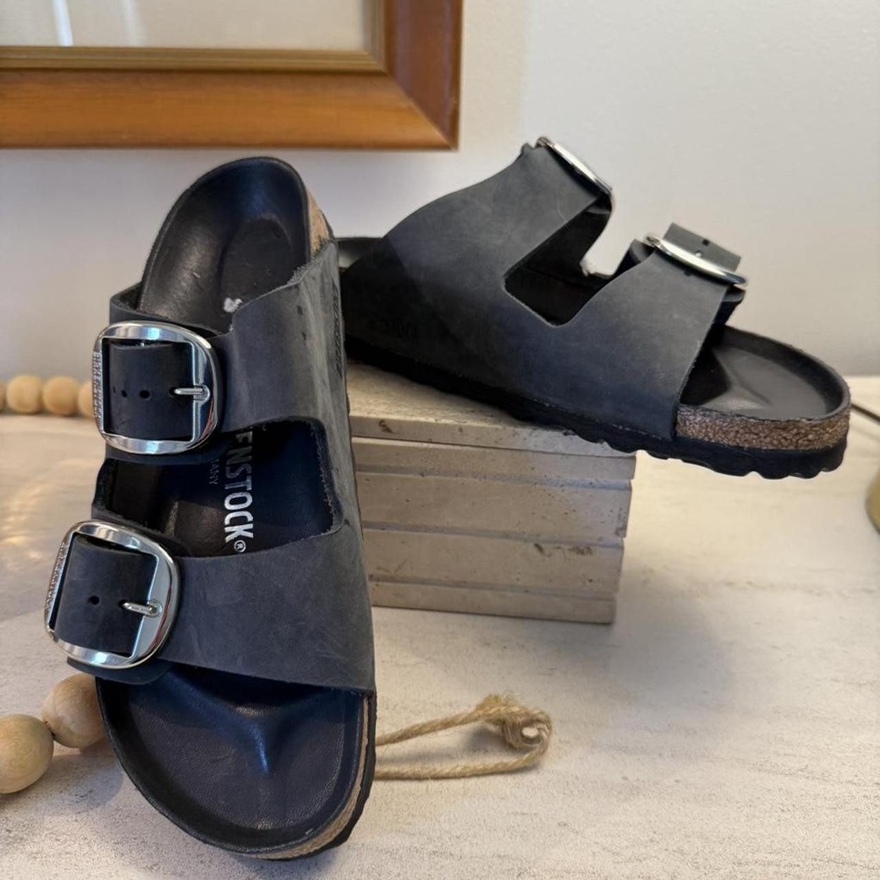 Birkenstock Women's Sandals - Black/Grey - US 6 | Depop US