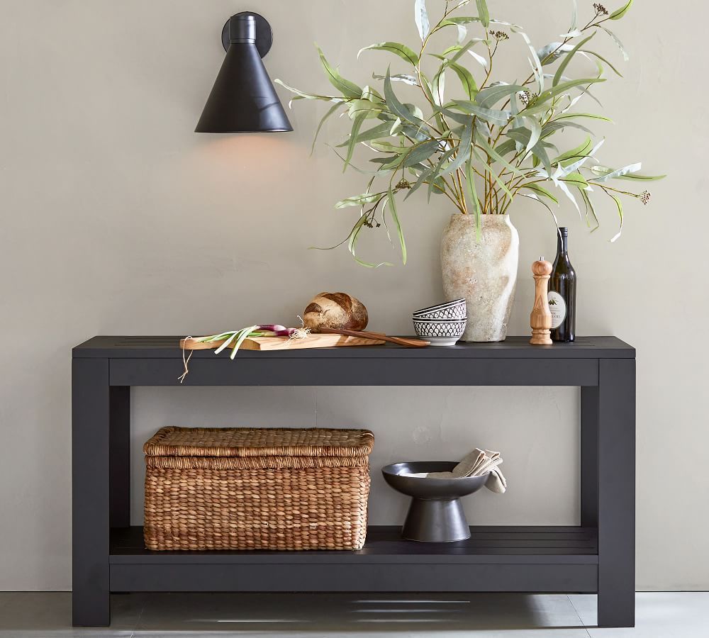 Malibu 60" Metal Console Table, Black | Pottery Barn (US)