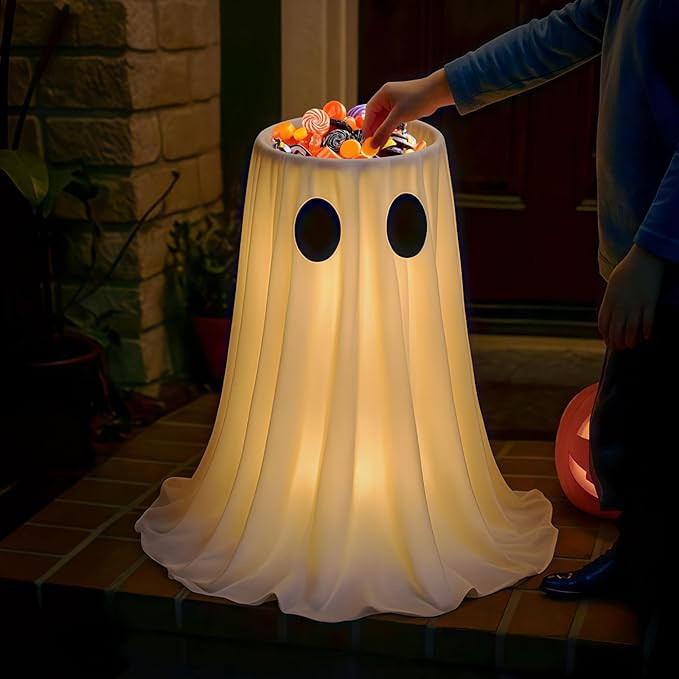 Halloween Door Decorations - Glowing Ghost Candy Holder Bowl - Halloween Porch Decor with String ... | Amazon (US)