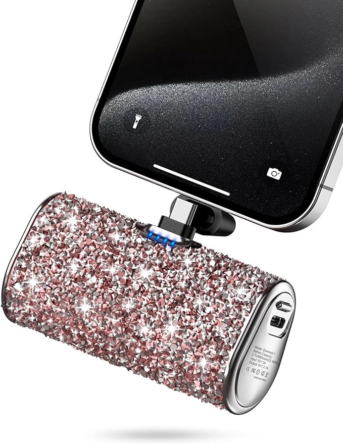 Bling Small Portable Charger, Power Bank, 6800mAh Ultra Compact Cute Shining Power Bank 5V3.1A Fa... | Amazon (US)
