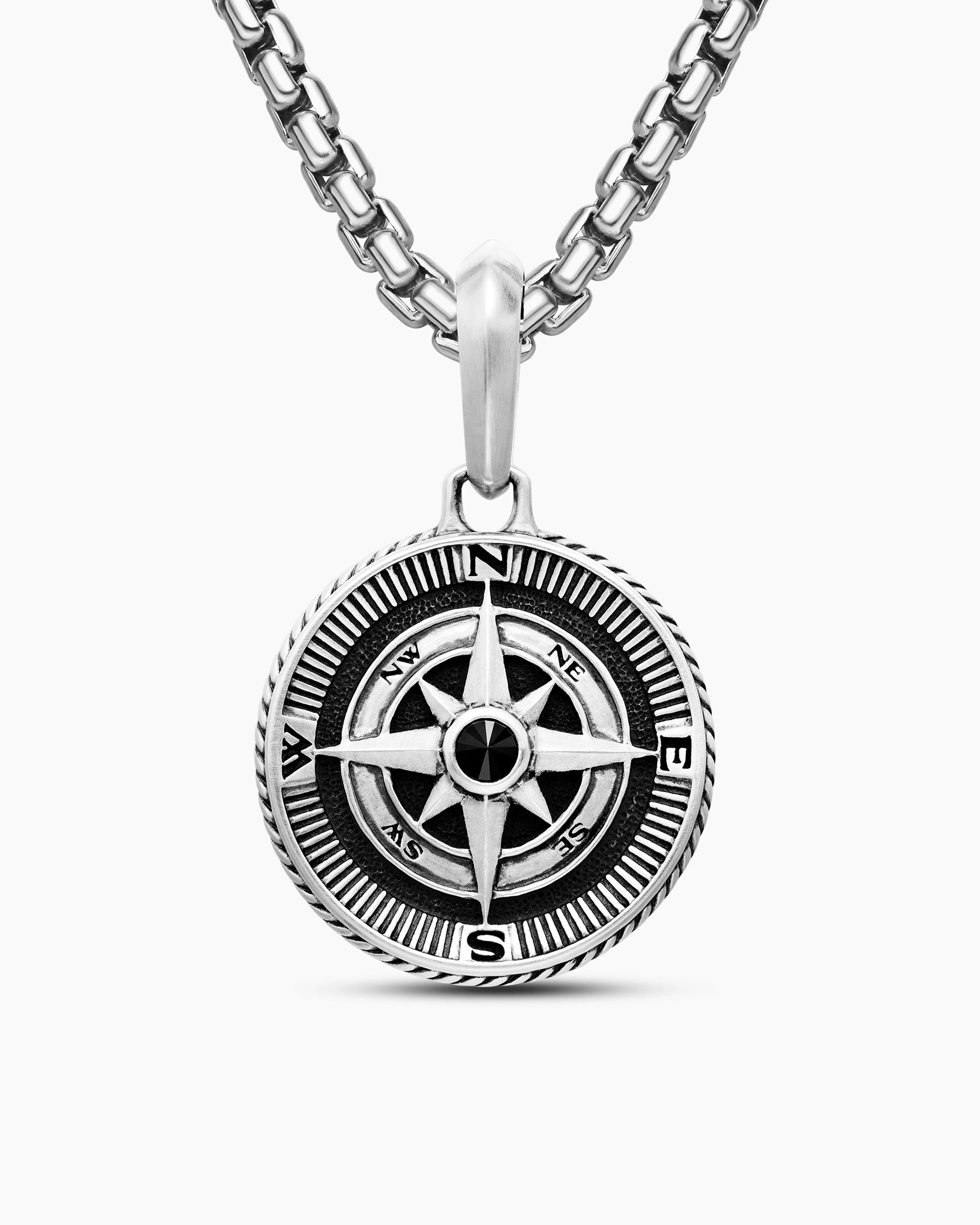 David Yurman | Maritime® Compass Amulet in Sterling Silver with Center Black Diamond, 20mm | David Yurman