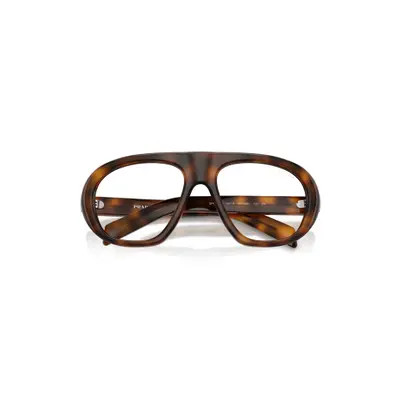 Prada 56mm Irregular Blue Light Blocking Glasses in Tortoise /Clear Blue Light at Nordstrom | Nordstrom