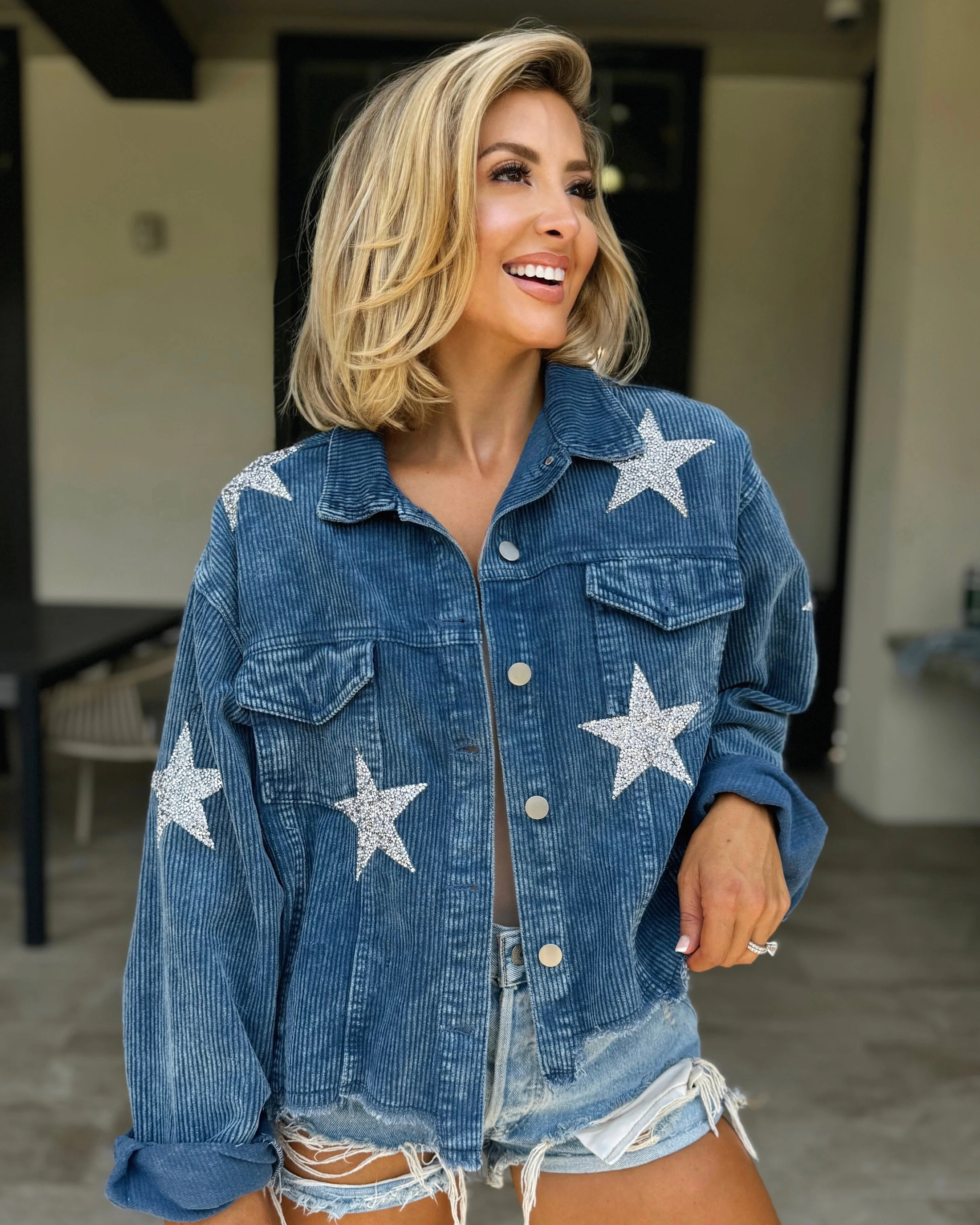 BLACK FRIDAY: Sparkle STARS Navy Corduroy Jacket | Live Love Gameday®
