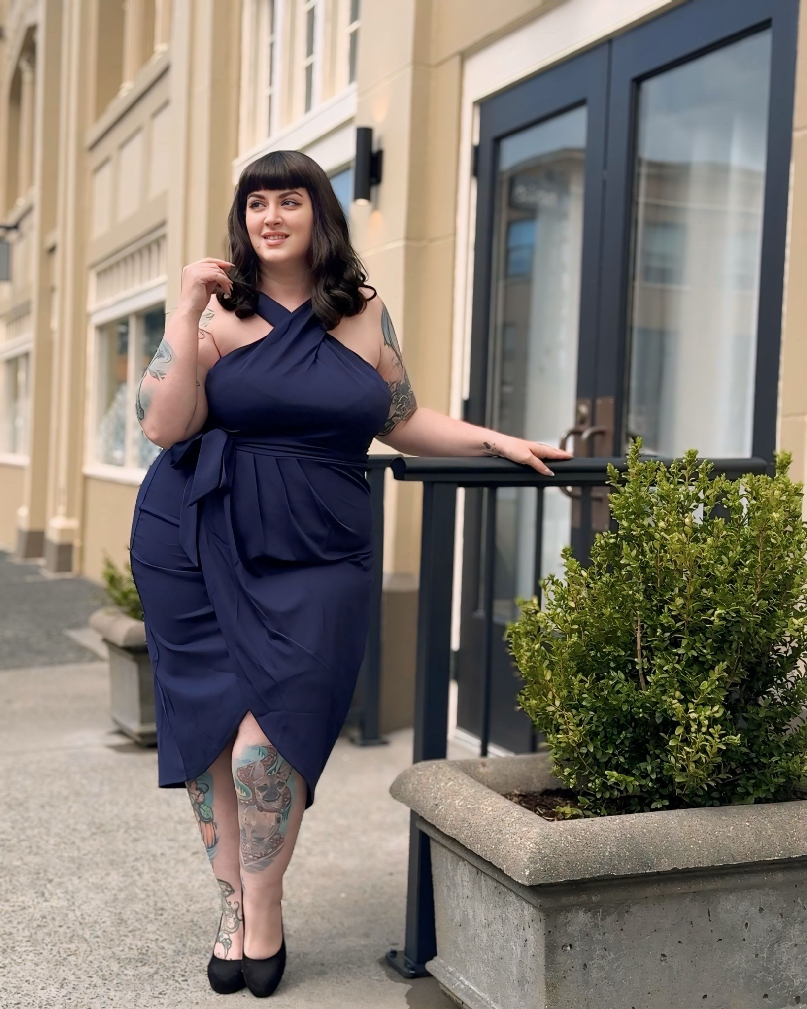 Plus size navy blue faux wrap with crisscross necklinee

#LTKPlusSize #LTKOver40 #LTKFindsUnder50