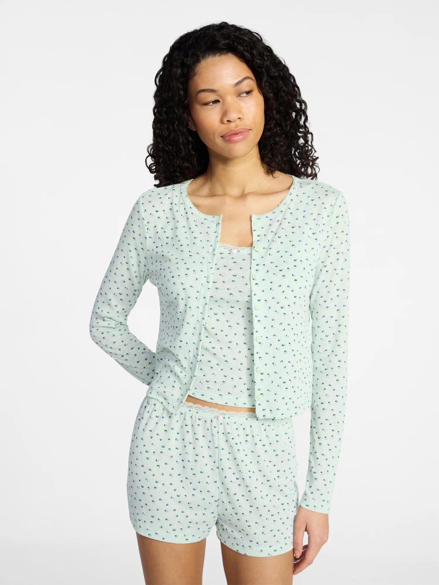 No Boundaries Sleep Pointelle Knit Cardigan, Women’s XXS-3X | Walmart (US)