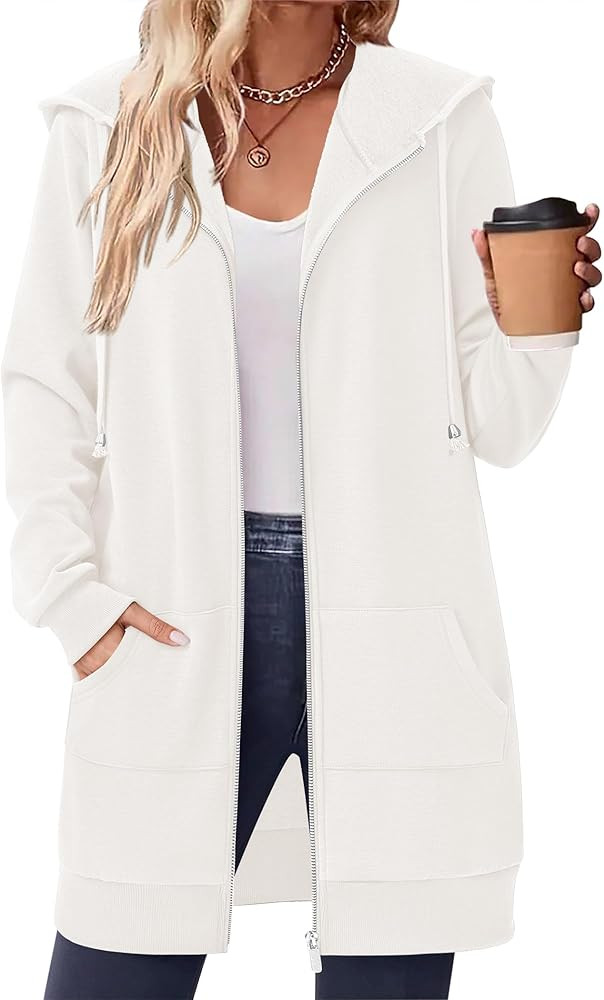 Zeagoo Women's Zip Up Hoodies Long Tunic Sweatshirts Oversized Fleece Casual Long Sleeve 2024 Fal... | Amazon (US)