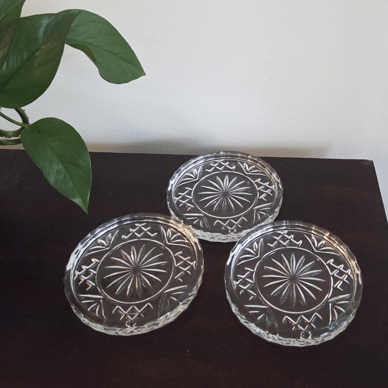 Shannon Lead Crystal Coaster Set of (3) Godinger Dublin Vintage Coasters 4" Starburst - Etsy | Etsy (US)