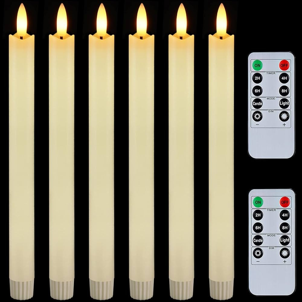 Homemory 6 Pcs Flameless Taper Candles with Remote Timer and Dimmer, LED Candle Sticks with Flick... | Amazon (US)