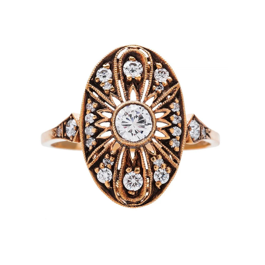 Vintage Rose Gold Edwardian Engagement Ring | Peachtree | Trumpet & Horn