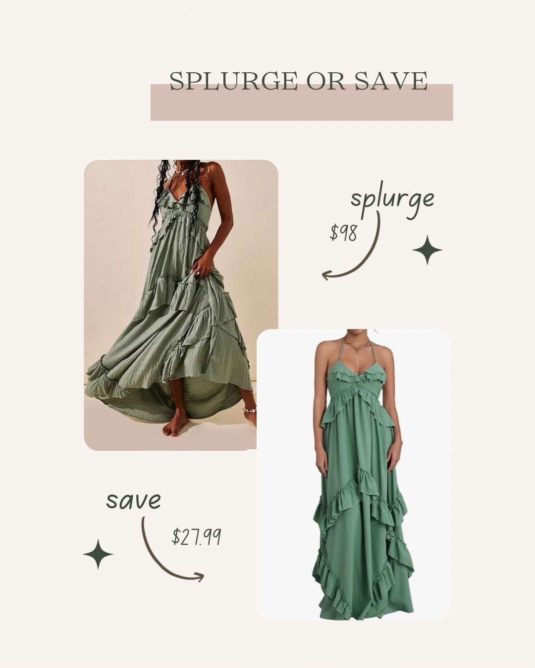 Another Free People vs. Amazon Dupe. The dupe looks pretty but the fabric of the Free People and they way the ruffles lay make it the winner for me, splurge if you can ✨

#LTKFindsUnder100 #LTKStyleTip #LTKFindsUnder50