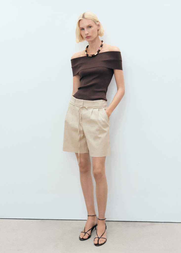 Linen shorts with bow and belt beige - Women - 0 - MANGO | Mango (US/MX/AU)