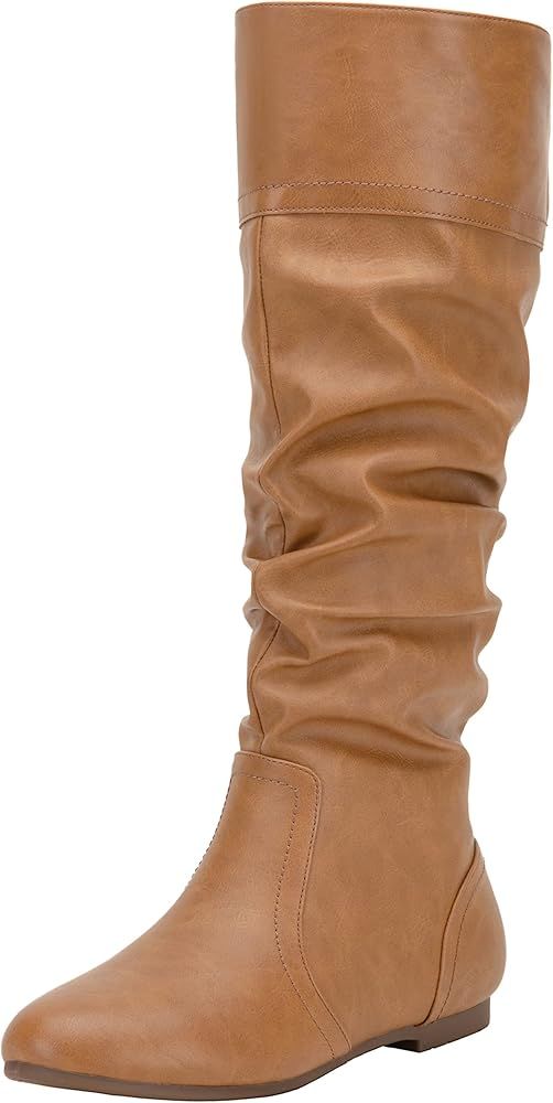 Jeossy Women's 9601 Knee High Boots Tall Slouch Boots with Inside Zipper | Amazon (US)