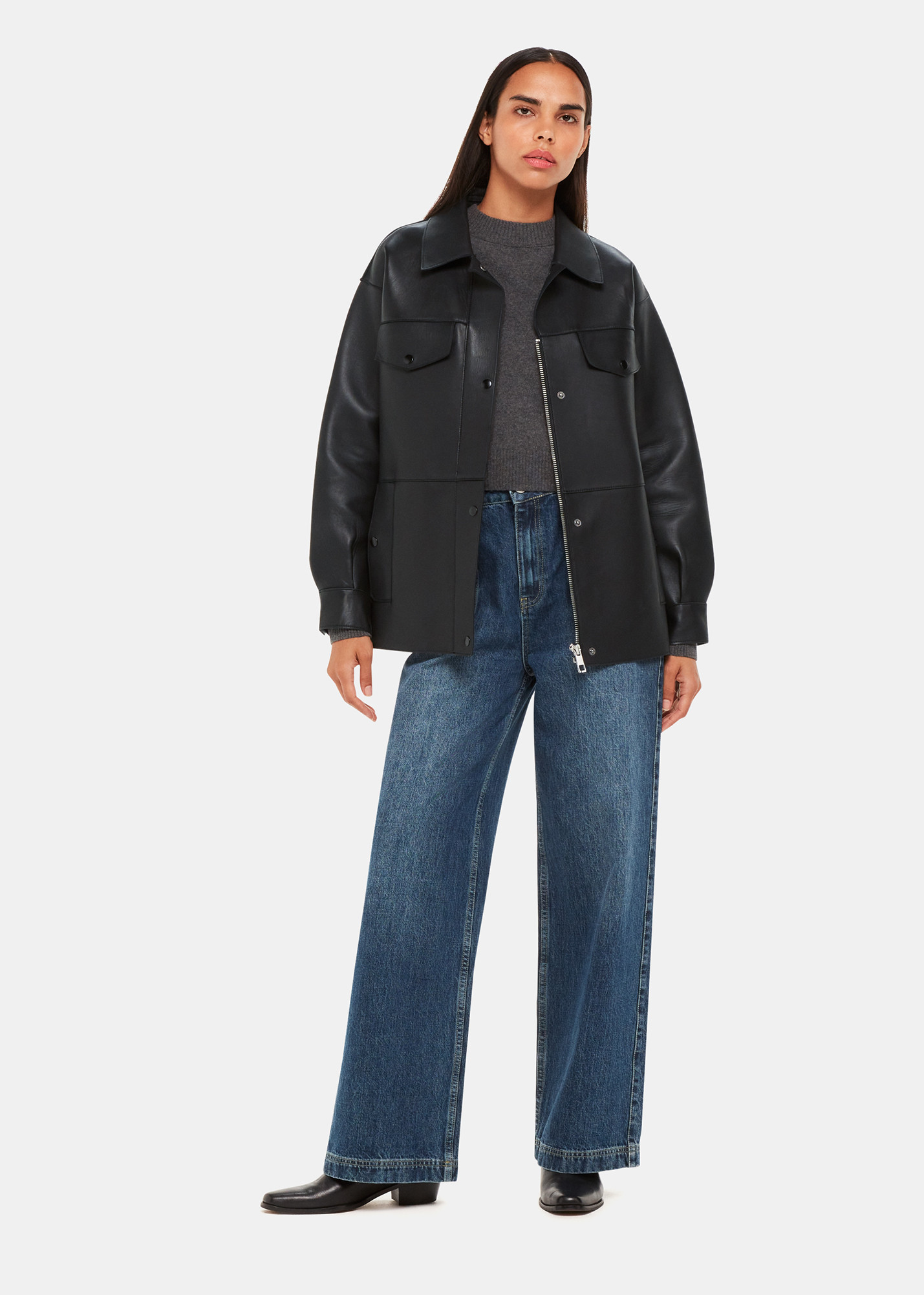 Whistles Women's Clean Bonded Leather Jacket | Whistles