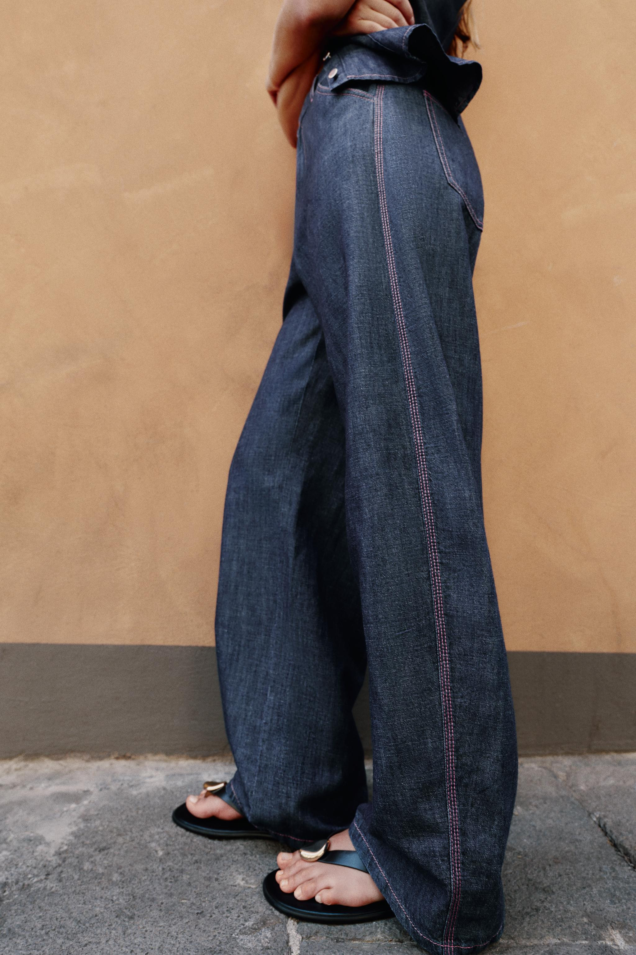 LINEN BARREL PANTS | Zara Canada