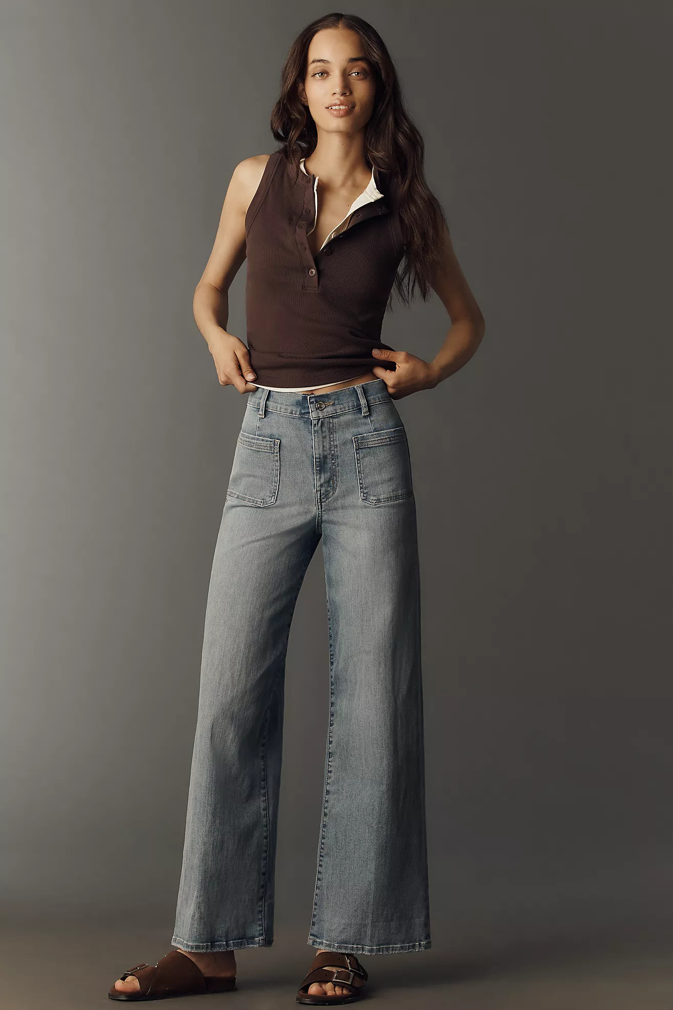 FRAME Le Slim Palazzo High-Rise Wide-Leg Jeans | Anthropologie (US)