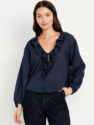 Tie-Front Ruffle Top | Old Navy (US)