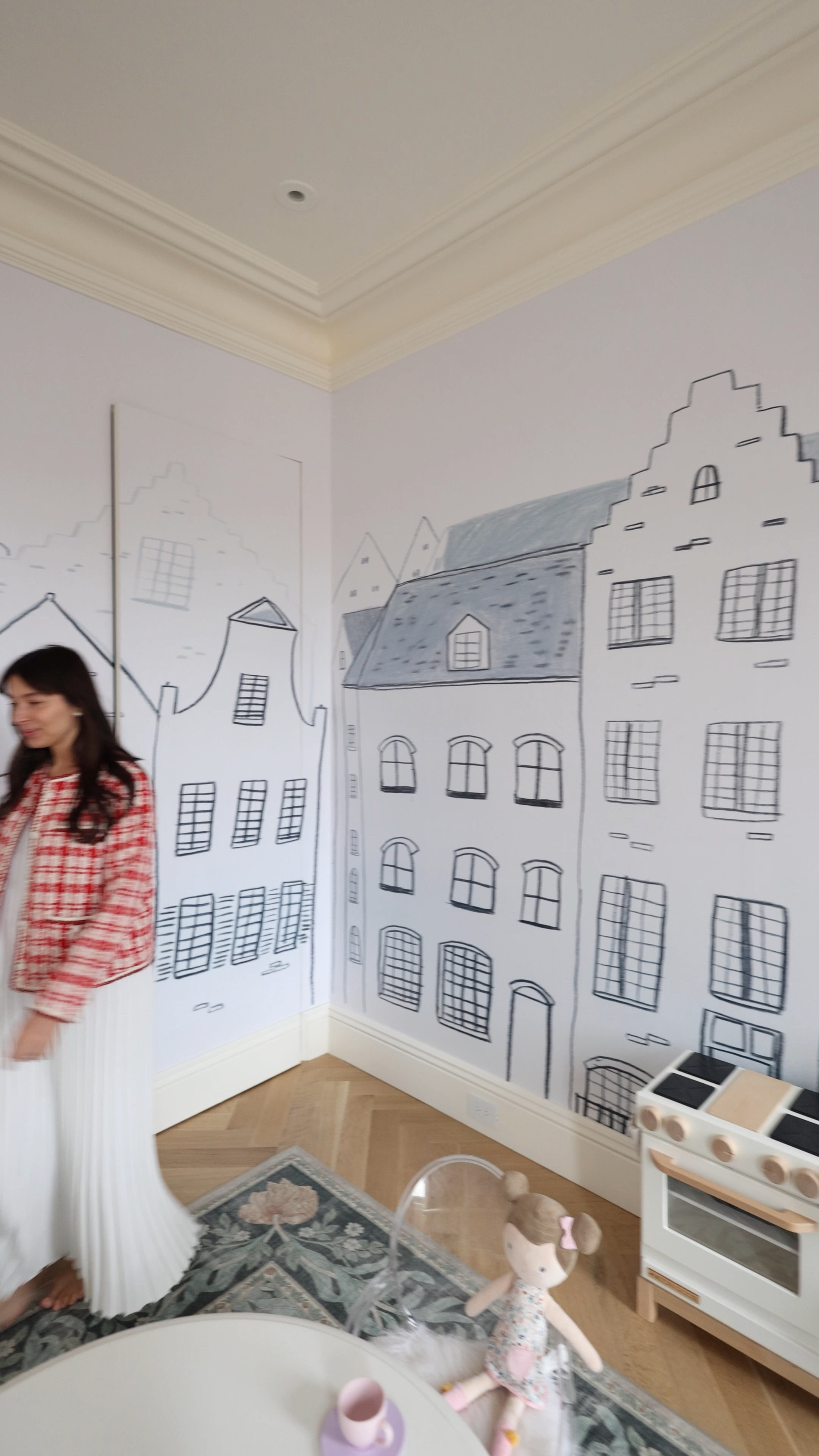 Wondering how I keep this playroom pristine? The secret is this hidden door, cleverly disguised with playful Annewall wallpaper, where all the toys are neatly tucked away. Shop our playroom via the link in bio.

#LTKBaby #LTKKids #LTKFamily