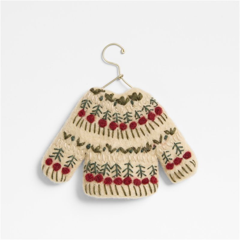 Felted White Sweater Christmas Tree Ornament | Crate & Barrel | Crate & Barrel