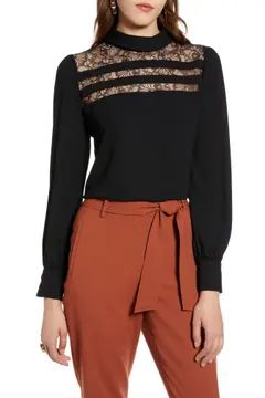 HALOGEN<SUP>®</SUP> Lace Detail Blouse, Main, color, BLACKRating 5out of5stars(6)6Lace Detail Bl... | Nordstrom