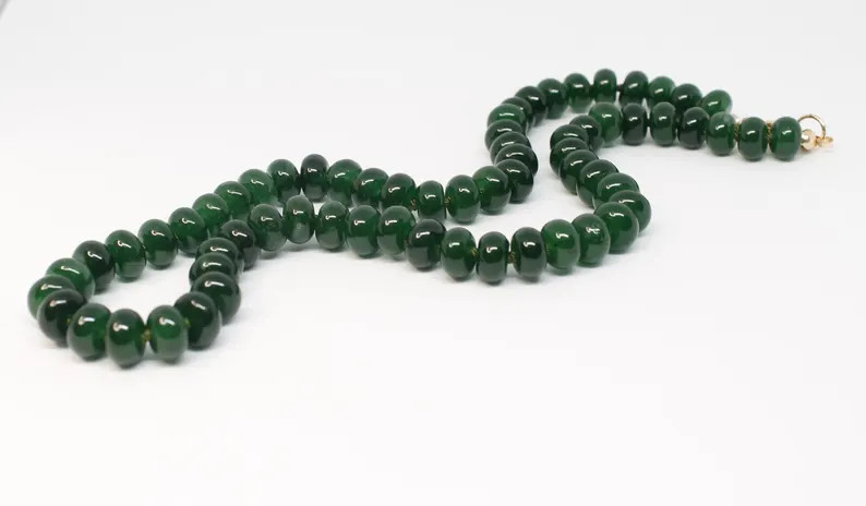 Emerald Green Hand Knotted Gemstone Beaded Necklace - Etsy | Etsy (Global)