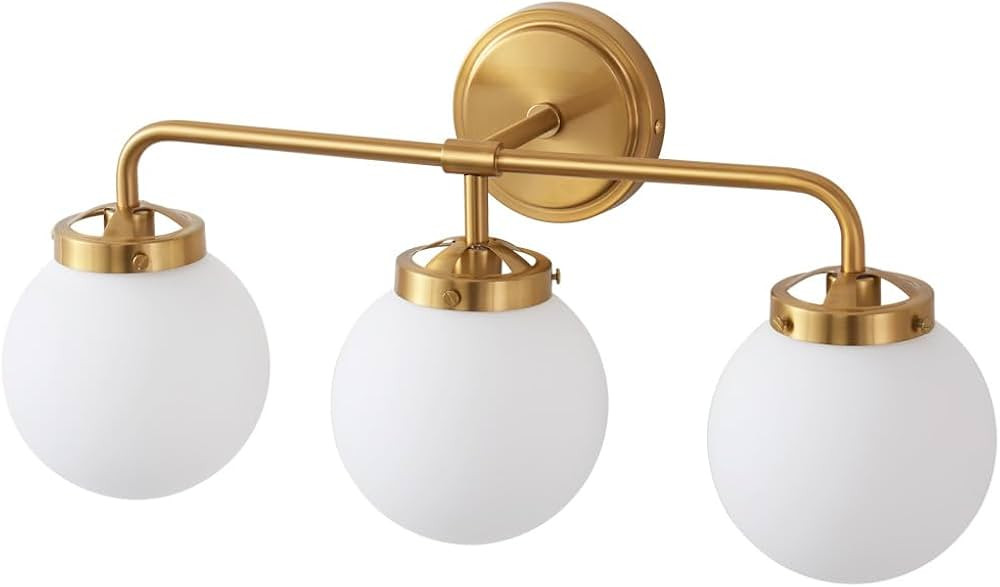Deyidn Gold Bathroom Vanity Light Fixtures Over Mirror, Modern Brass 3 Lights Wall Sconce with Mi... | Amazon (US)