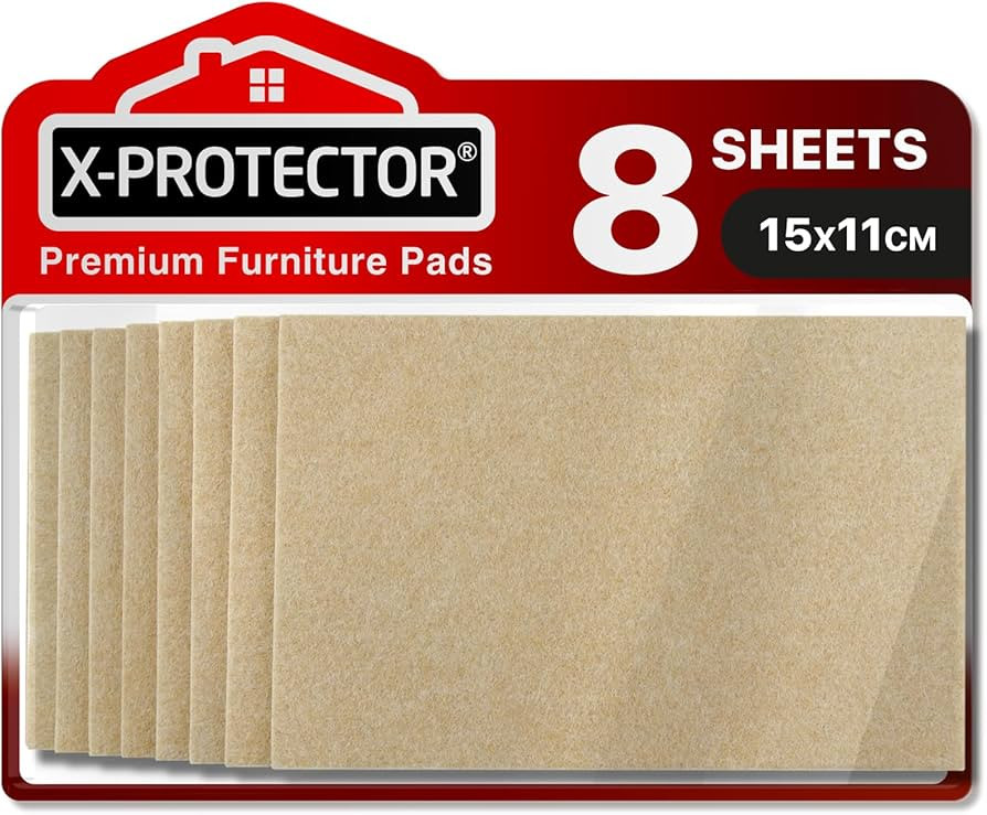 X-Protector 8 Pack Felt Pads for Furniture - Premium Beige Felt Sheets 15 x 11 cm Cut Large Furni... | Amazon (UK)