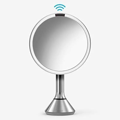 simplehuman 8" Round Sensor Makeup Mirror with Touch-Control Brightness, 5x Magnification Recharg... | Amazon (US)