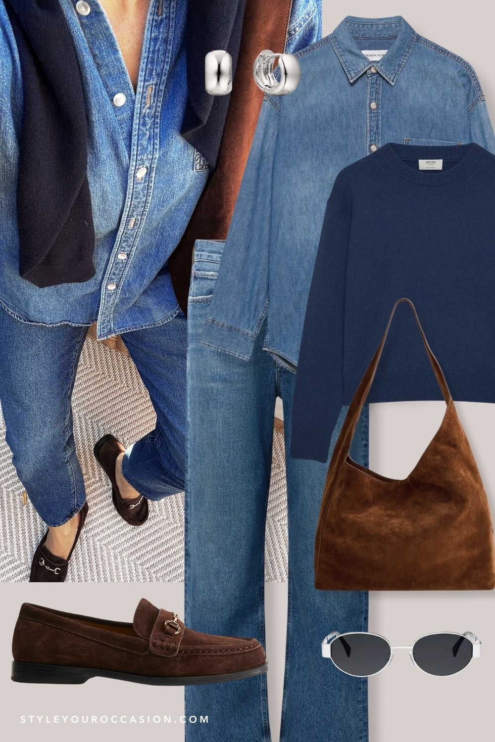 30 days of fall outfit ideas 💡 double denim outfit with suede bag and suede loafers - perfect for autumn! 

Fall outfits, fall style, denim, suede, casual style, autumn aesthetic 

#LTKShoeCrush #LTKSeasonal #LTKFindsUnder100