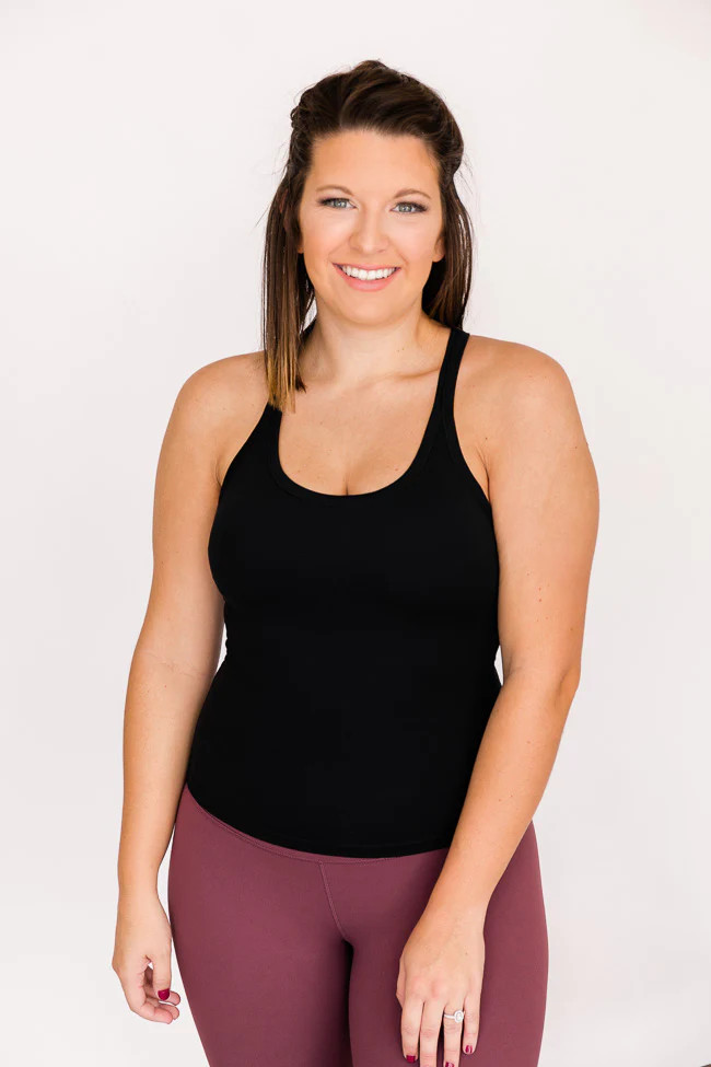 Focused On A Dream Black Racerback Tank Bra Top | The Pink Lily Boutique