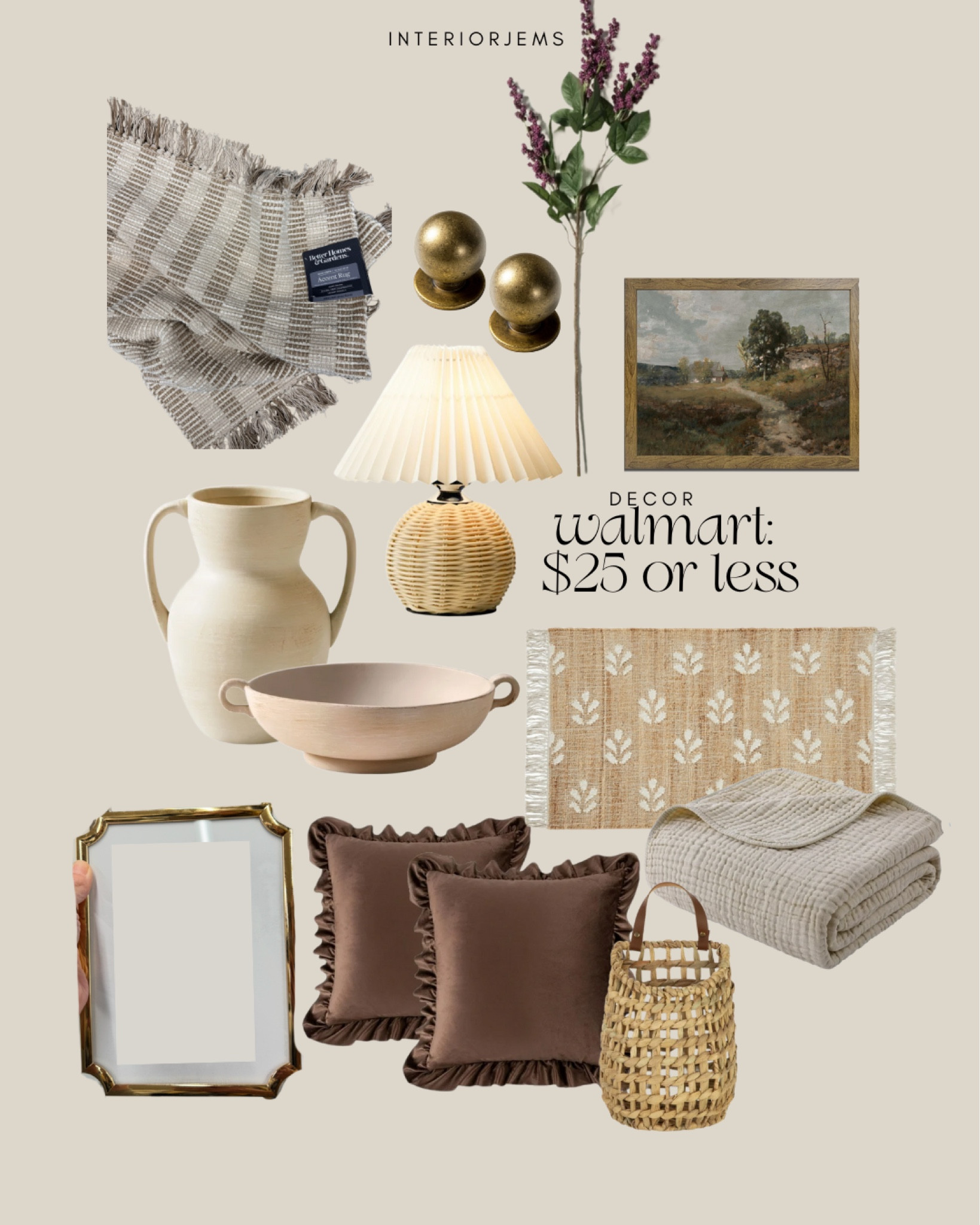 Walmart home decor under $25 table vase, decorative bowl, scatter rug, striped rug, brass hardware, artificial floral, stem, brass frame, frame, framed and ready art, best table lamp

#LTKSaleAlert #LTKStyleTip #LTKHome