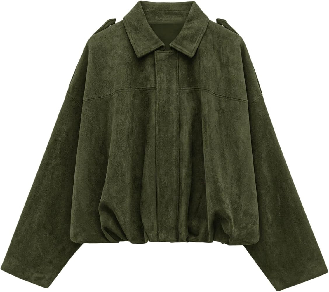 PRETTYGARDEN Women's Faux Suede Cropped Bomber Jacket | Amazon (US)