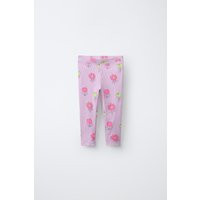 Zara - Printed Ribbed Leggings - Light Mauve - 1½ Years (33,9 Inches) - Kids | Zara US