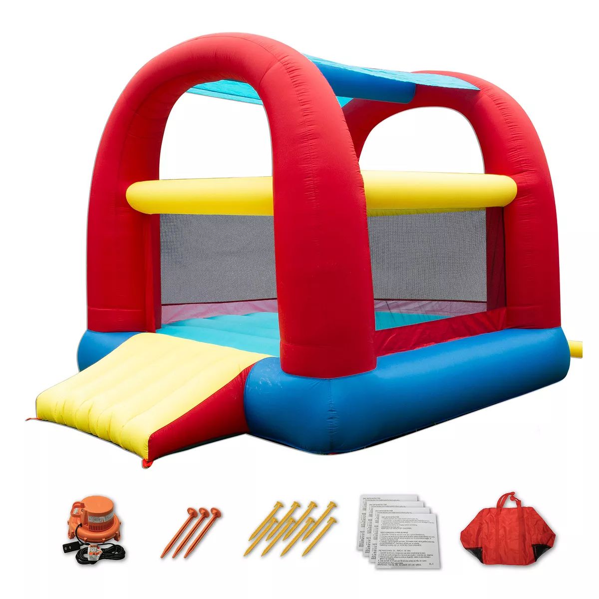 Banzai Cool Canopy Bouncer Outdoor Backyard Inflatable Kids Bounce House with Slide, Shade Canopy... | Target