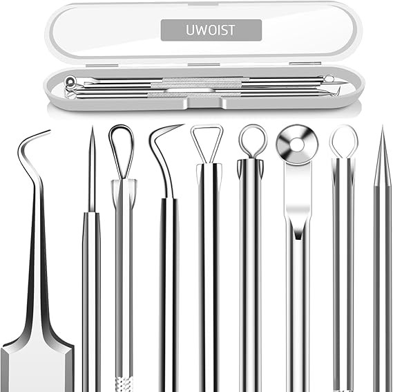 5PCS Blackhead Remover Comedone Extractor, Curved Blackhead Tweezers Kit, Professional Stainless ... | Amazon (US)
