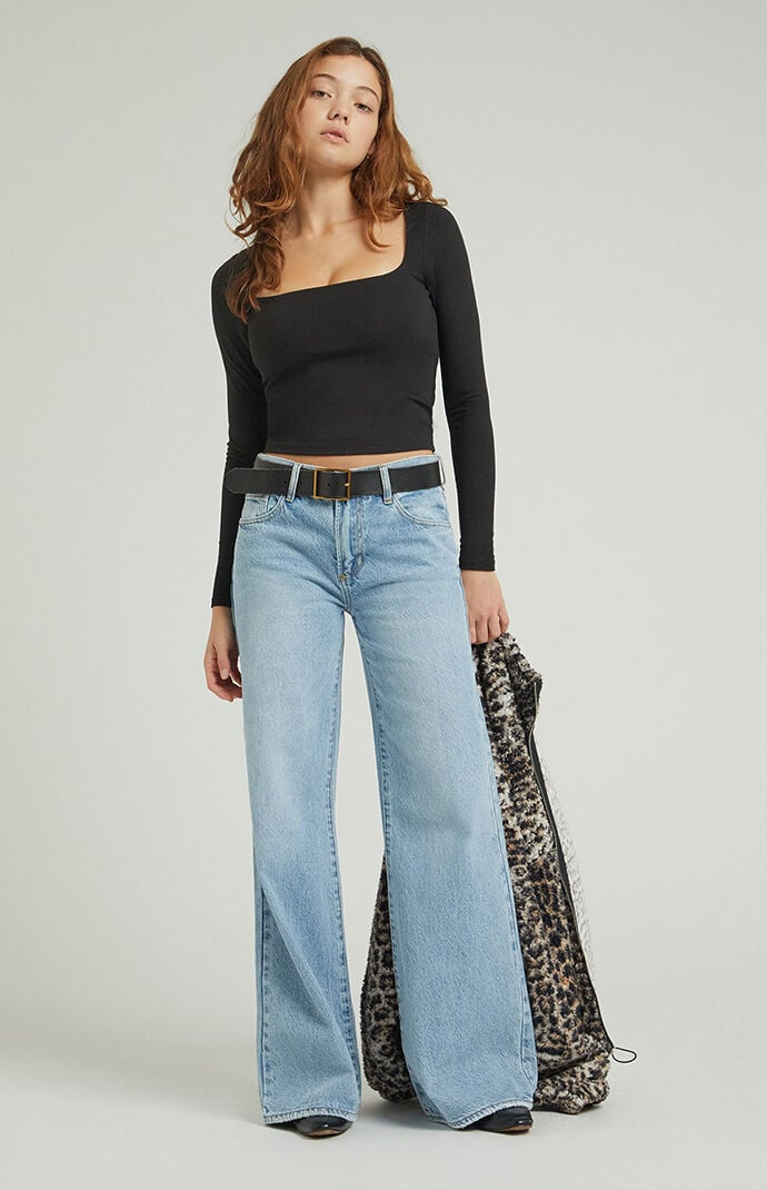 Women's Lena Low Rise Super Baggy Jeans Light Indigo in Medium Indigo - Size 26 | PacSun