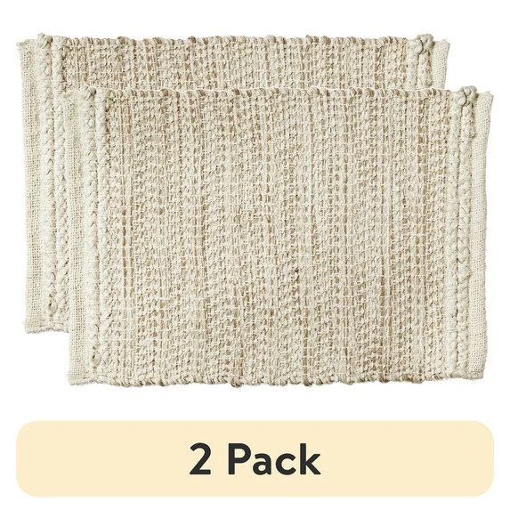 (1 pack) Better Homes & Gardens Natural & Ivory Jute 14" x 19" Placemat - 14" x 19" | Walmart (US)