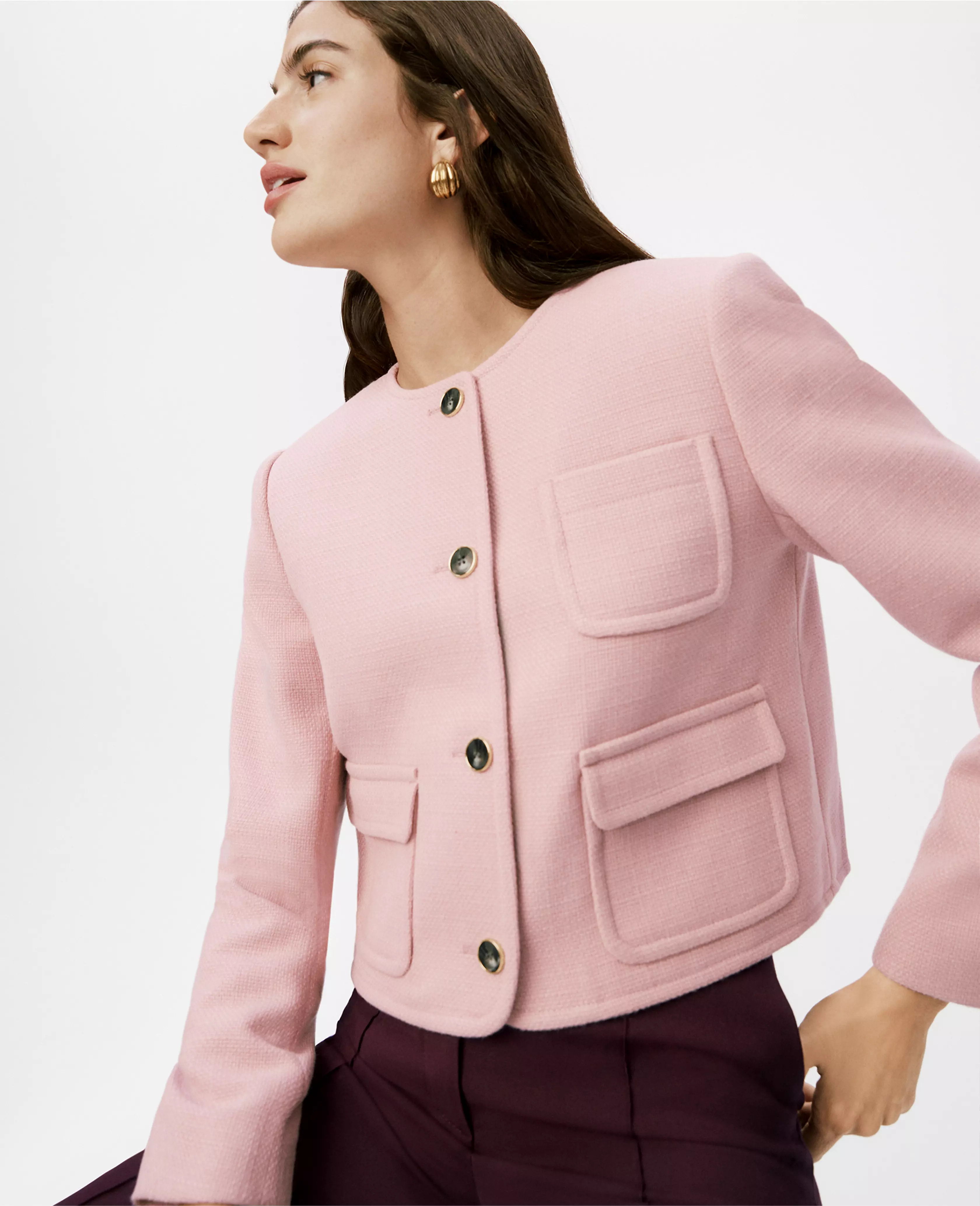 Petite Crew Neck Jacket | Ann Taylor