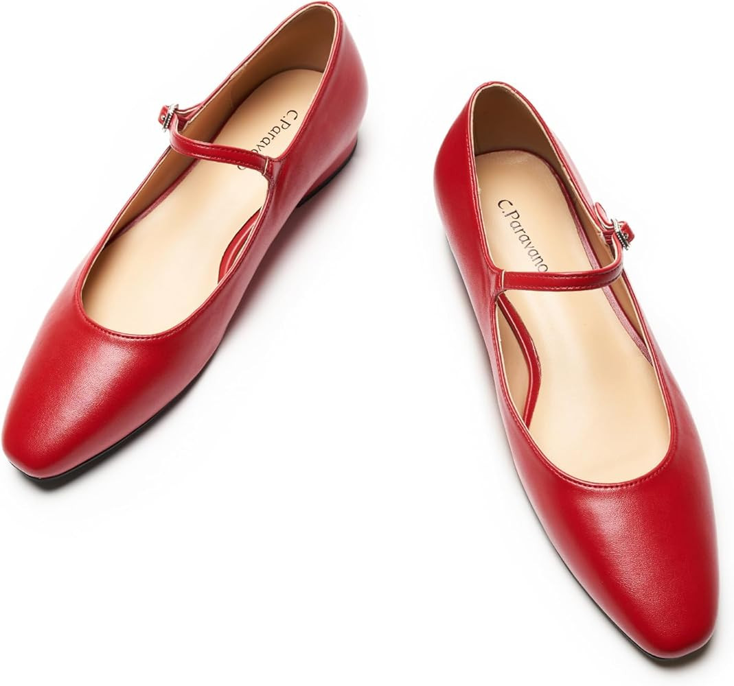 C.Paravano Mary Jane Shoes for Women | Womens Round Toe Flats | Strap Flats Shoes | Women's Flats... | Amazon (US)