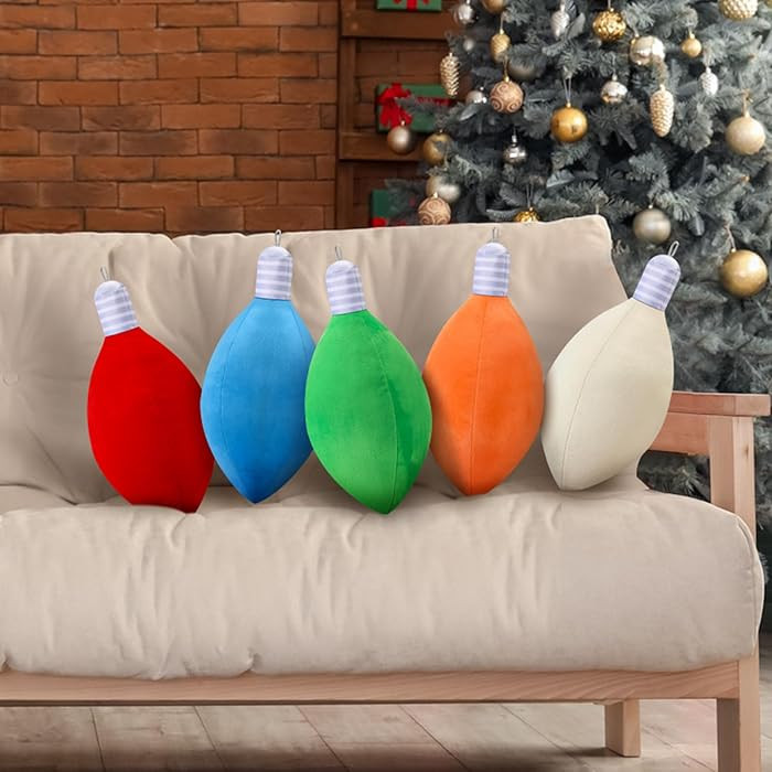 5Pcs Christmas Light Shaped Pillows Bulb Christmas Throw Pillows Soft Plush Stuffed Xmas Pillows ... | Amazon (US)