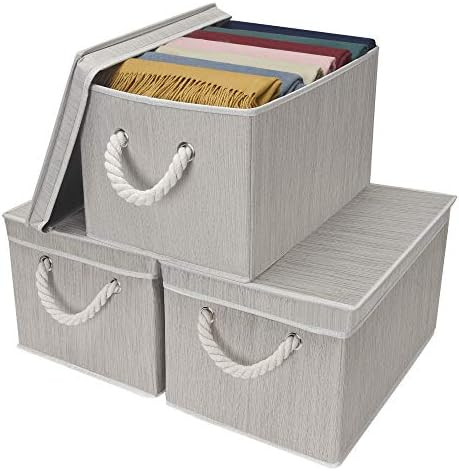 StorageWorks 32L Decorative Storage Bins for Shelves, Storage Baskets with Lids and Cotton Rope H... | Amazon (US)