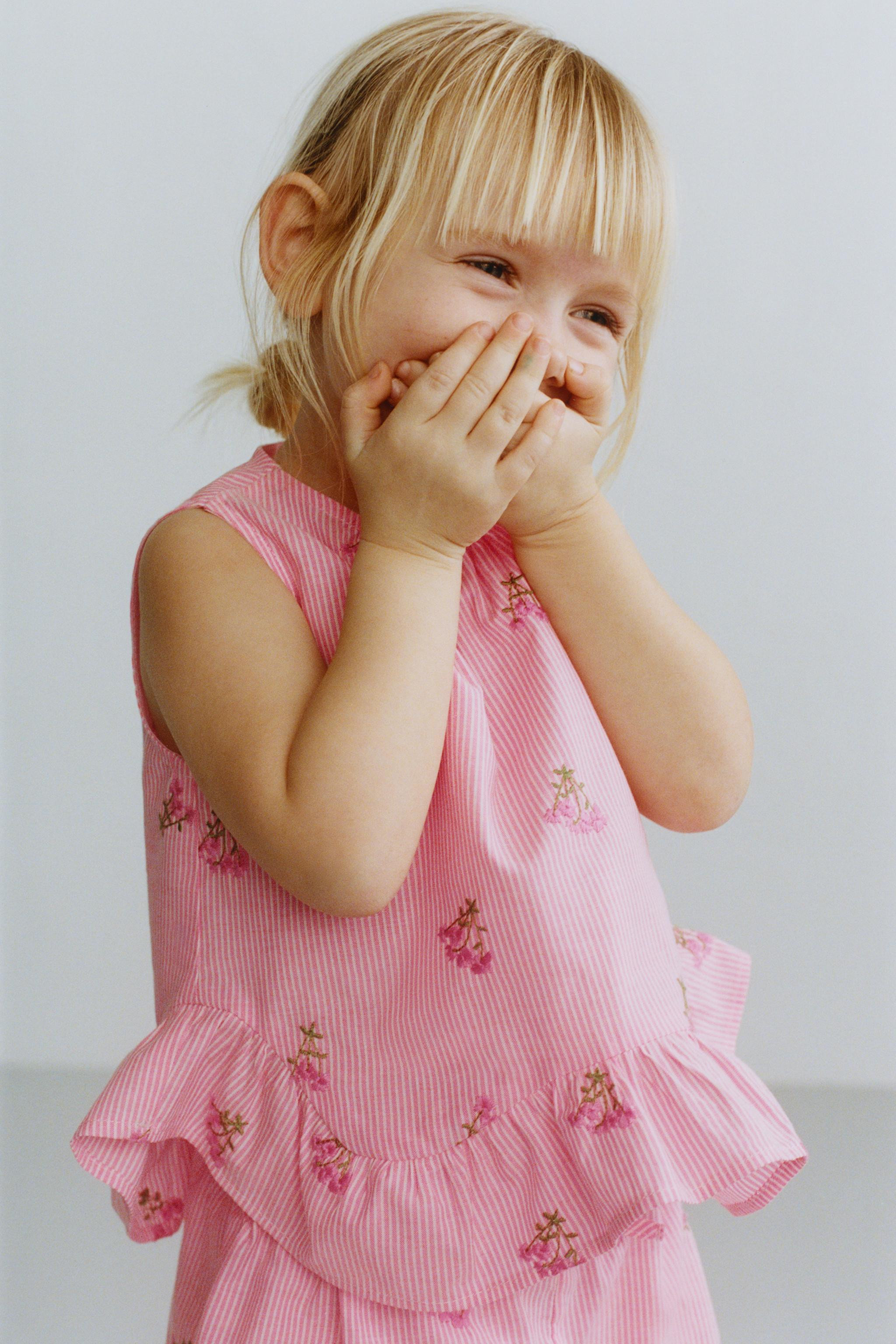 STRIPED TOP WITH EMBROIDERED FLOWERS | Zara US