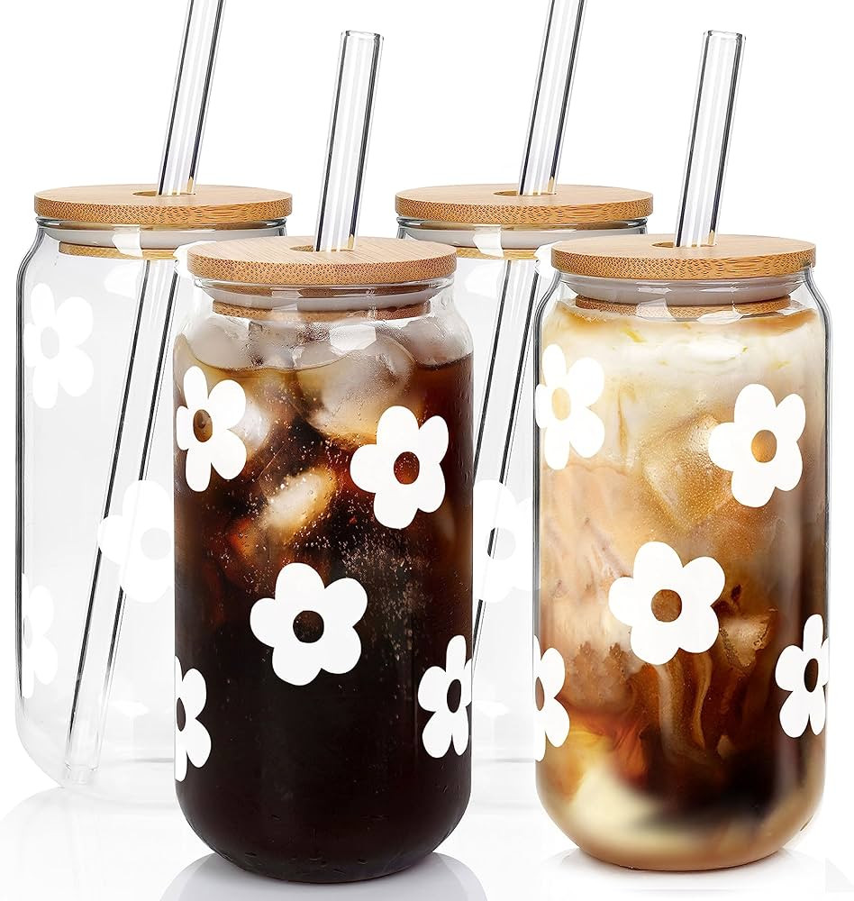 Mason Life Glass Cups with Lids and Straws, 20OZ Glass Cups, Drinking Glasses, Iced Coffee Glasse... | Amazon (US)