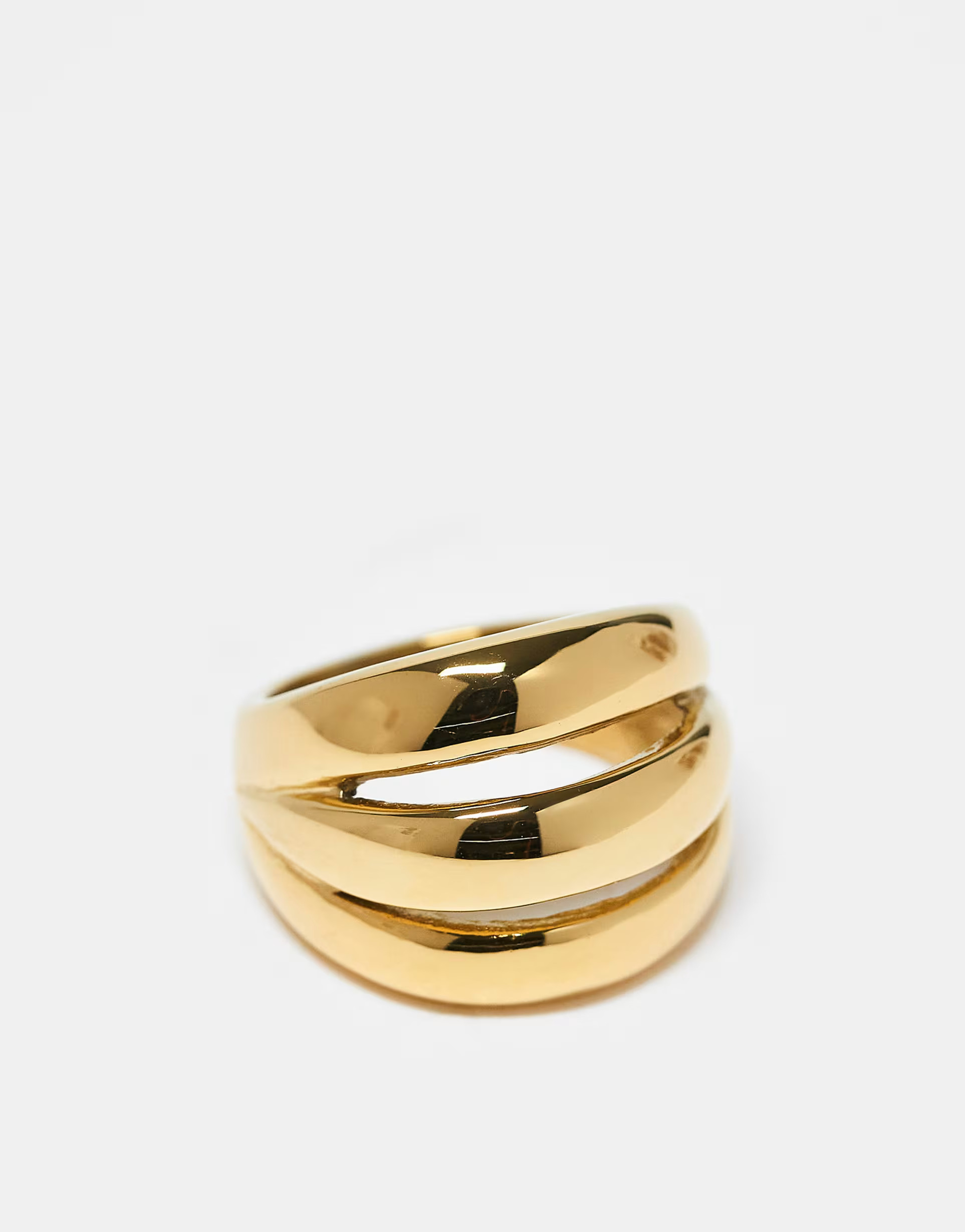Kaiia exclusive stainless steel chunky triple stacked ring in gold | ASOS (Global)