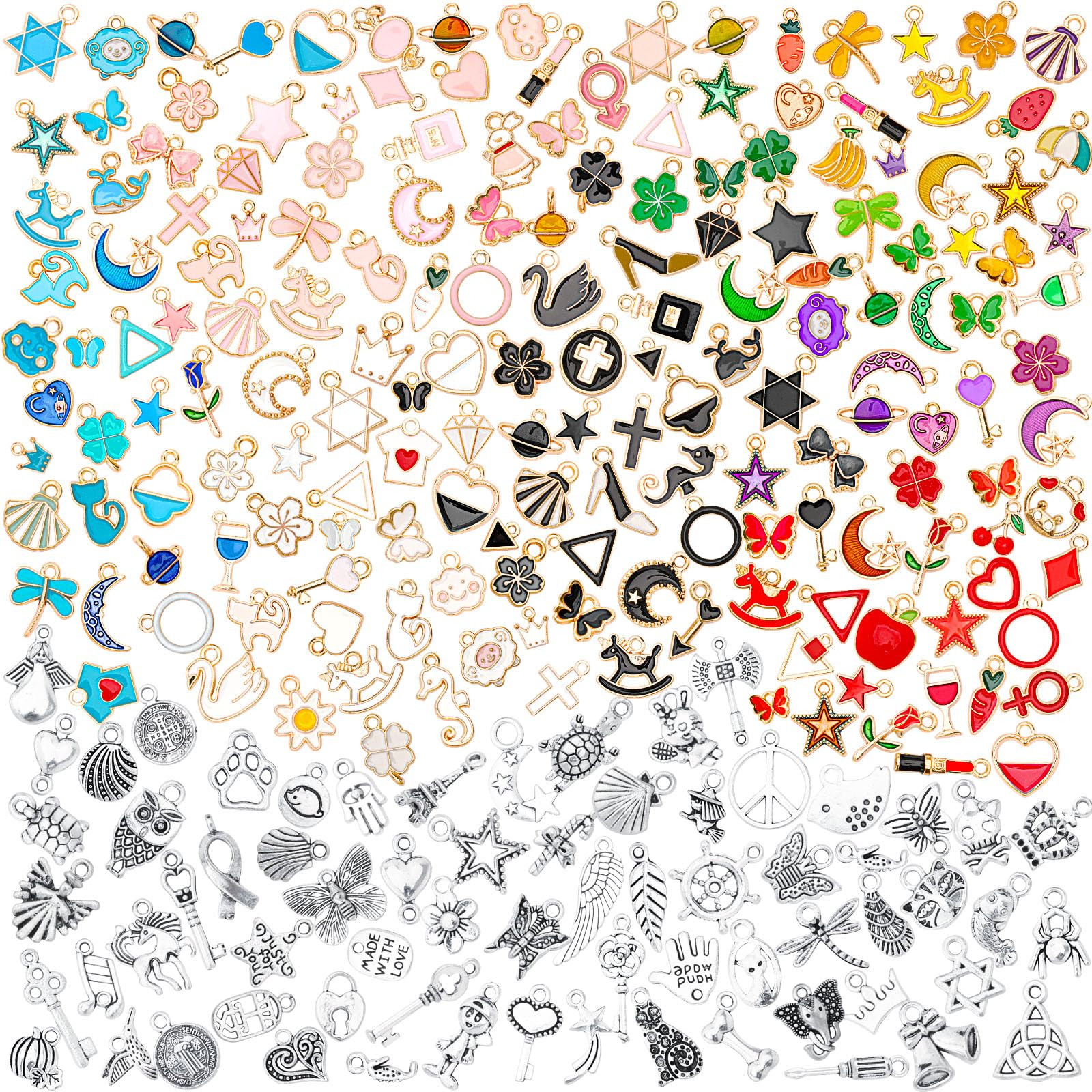 SANNIX 350Pcs Charm for Jewelry Making, Assorted Gold Enamel Charms, Mixed Bulk Tibetan Silver Je... | Amazon (US)
