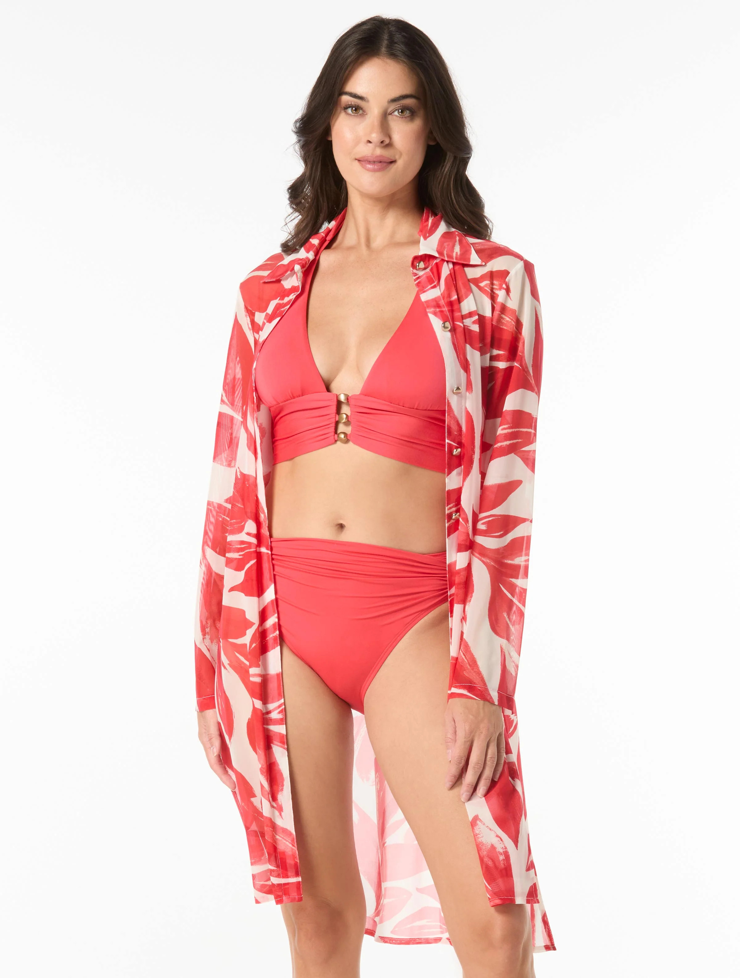 Carmen Marc Valvo Convertible Button Up Cover Up Shirt - Tamarindo | Beach2Ocean