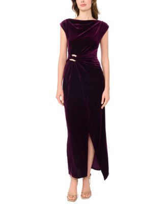 Msk Women's Asymmetrical Shirred-Waist Maxi Dress - Majestic Plum | Macy's