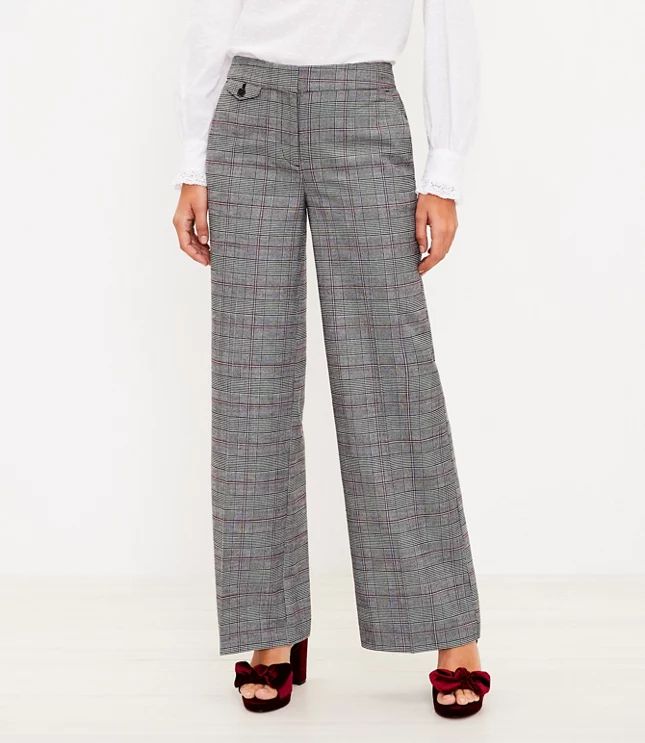 Button Pocket Trouser Pants in Plaid Brushed Flannel | LOFT | LOFT