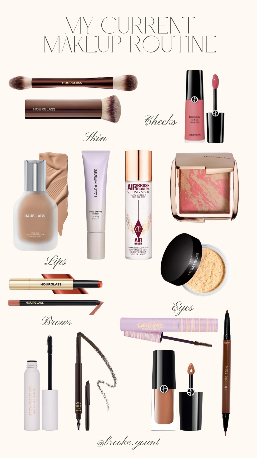 My current makeup routine & favorites 💄 

Shades I use below; 
Georgio Armani Cheek Tint - delicate mauve or rosy peach 
Hourglass Ambient Blush - Luminous Flash 
Laura Mercier Translucent Powder -  Translucent Honey
Haus Labs foundation - 210 light medium neutral
Hourglass Volumizing  Lip Gloss - Mist
Hourglass Lip Liner - Flaunt 
Georgio Armani Eyeshadow - Cashew  

#SephoraSale #SpringMakeup

#LTKBeauty #LTKSaleAlert